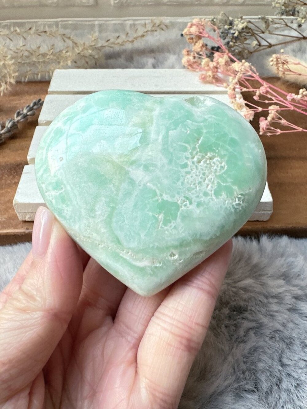 Beautiful Caribbean Calcite Heart Carving